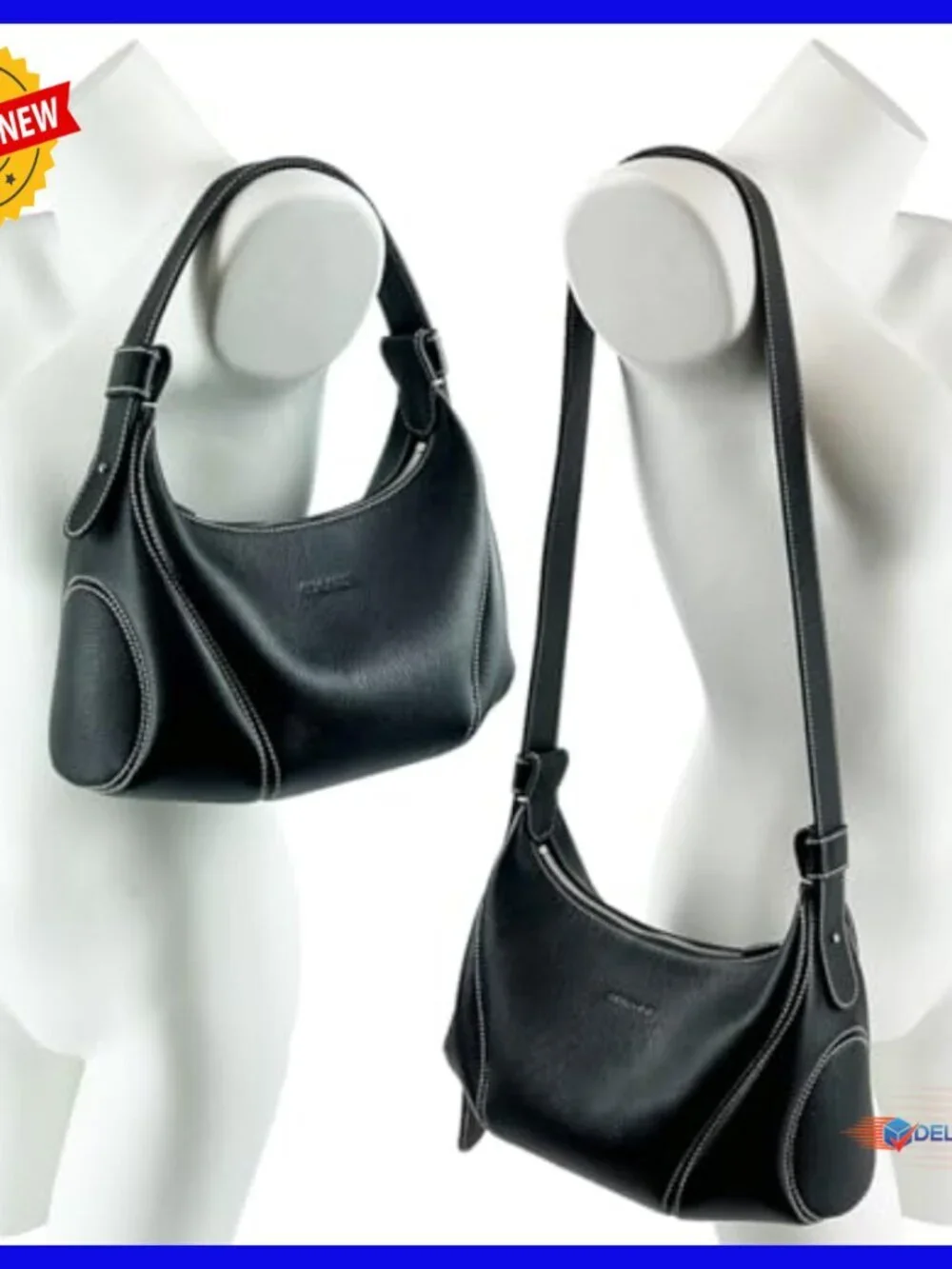 Top Grain Leather Hobo Bag RFID Blocking Adjustable Strap Crescent Shoulder